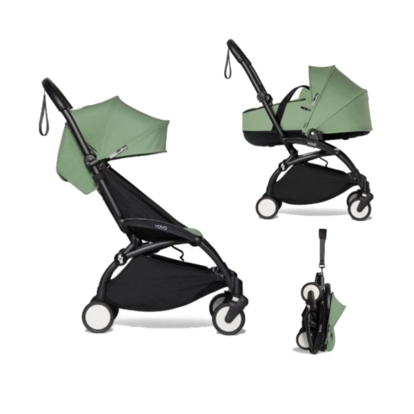 BABYZEN YOYO² Black Frame with Bassinet Complete - Peppermint