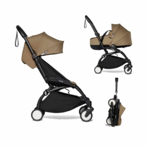 BABYZEN YOYO² Black Frame with Bassinet Complete - Toffee