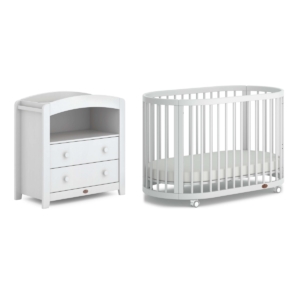 Boori Oasis 2 Piece Room Set (Cot & Chest Changer)-White (2021)