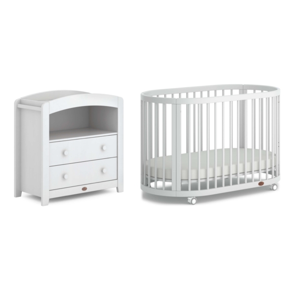 Boori Oasis 2 Piece Room Set (Cot & Chest Changer)-White (2021)