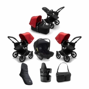 Bugaboo Donkey 3 Mono 7 Piece Bundle-Black/Black-Red