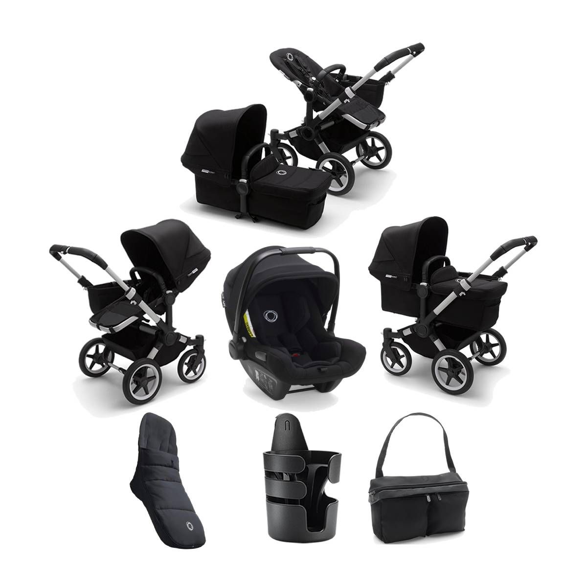 Bugaboo Donkey 3 Mono 7 Piece Bundle-Black/Aluminium