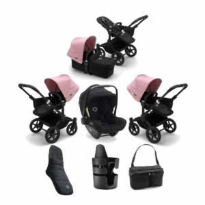 Bugaboo Donkey 3 Mono 7 Piece Bundle-Black/Black-Soft Pink