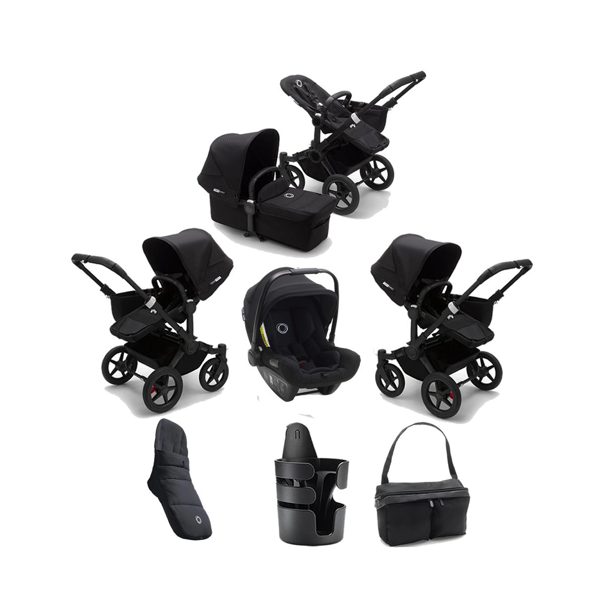 Bugaboo Donkey 3 Mono 7 Piece Bundle-Black/Black