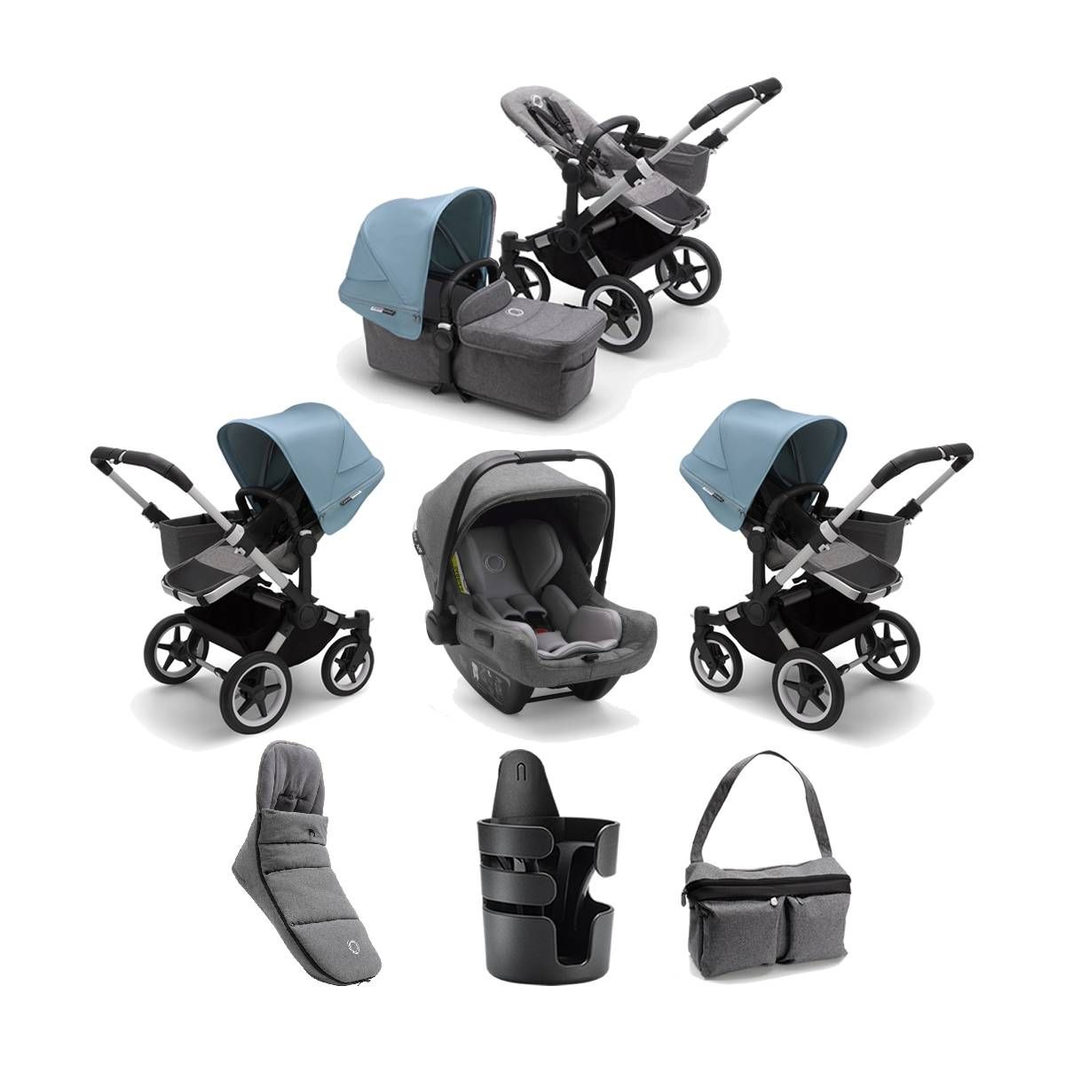 Bugaboo Donkey 3 Mono 7 Piece Bundle-Grey Melange/Aluminium-Vapo