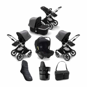 Bugaboo Fox2 7 Piece Bundle-Black/Aluminium-Grey Melange