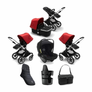 Bugaboo Fox2 7 Piece Bundle-Black/Aluminium-Red