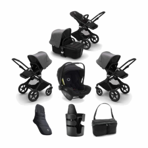 Bugaboo Fox2 7 Piece Bundle-Black/Black-Grey Melange