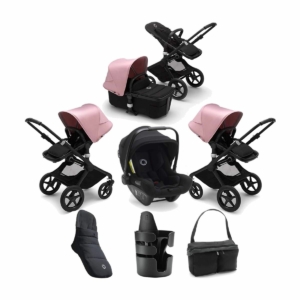 Bugaboo Fox2 7 Piece Bundle-Black/Black-Soft Pink