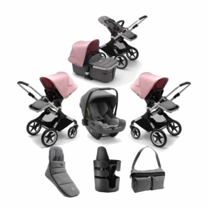 Bugaboo Fox2 7 Piece Bundle-Grey Melange/Aluminium-Soft Pink