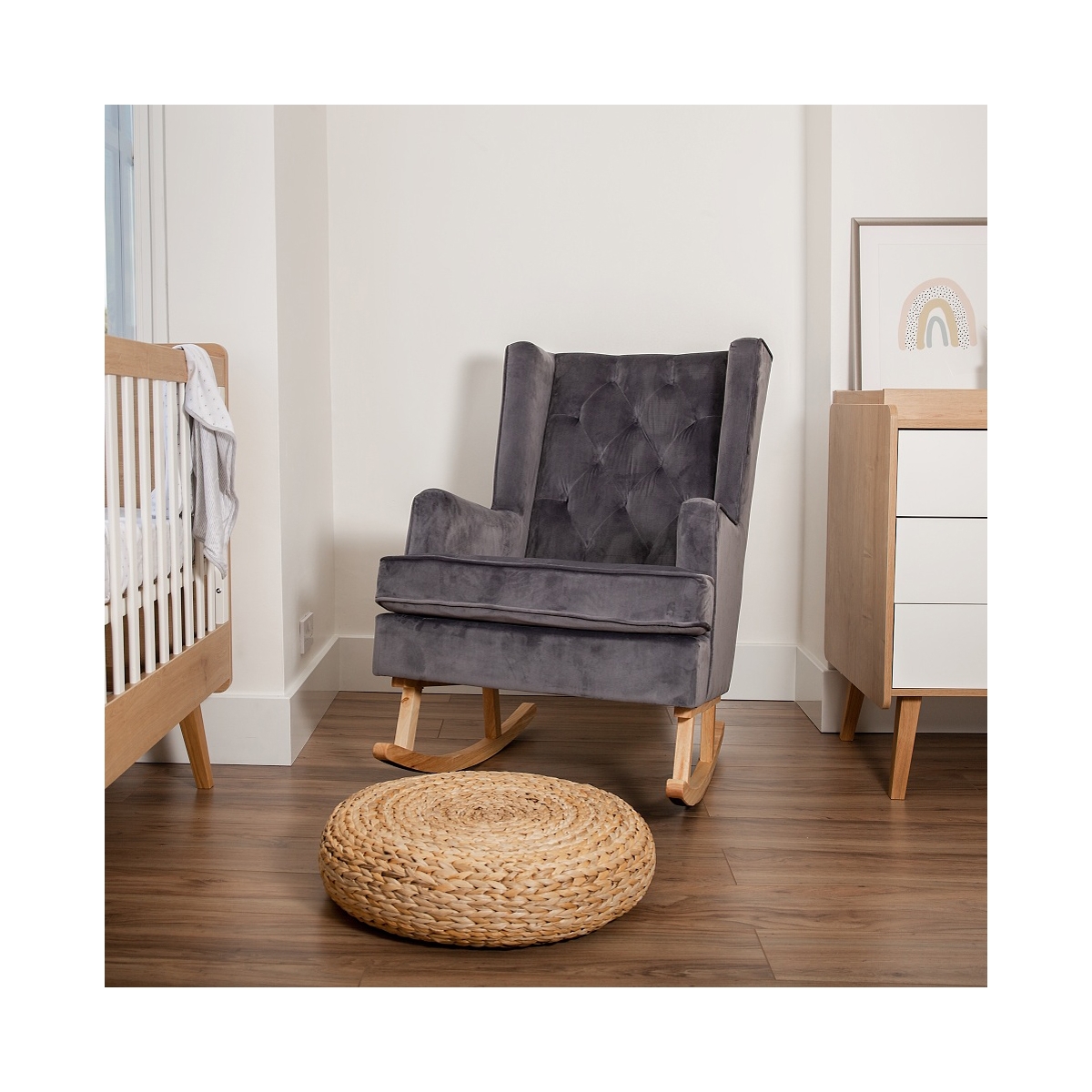 Convertible Nursing Rocking Chair-Midnight Grey (NEW)