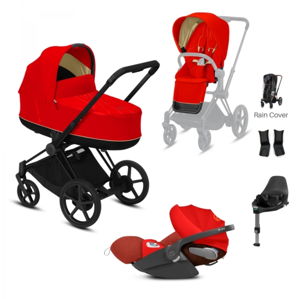 Cybex e-Priam Black Pushchair with Lux Carry Cot & Cloud Z Car S