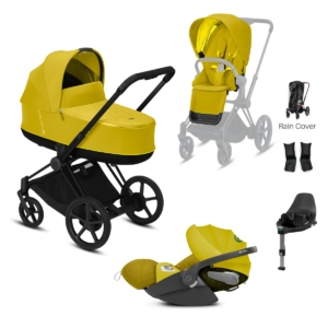 Cybex e-Priam Black Pushchair with Lux Carry Cot & Cloud Z Car S