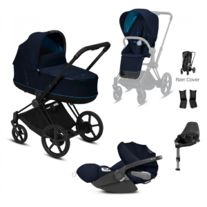 Cybex e-Priam Black Pushchair with Lux Carry Cot & Cloud Z Car S
