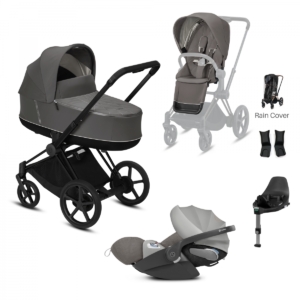 Cybex e-Priam Black Pushchair with Lux Carry Cot & Cloud Z Car S