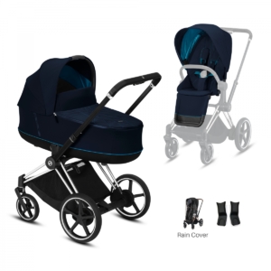 Cybex e-Priam Chrome Pushchair with Lux Carry Cot-Nautical Blue/