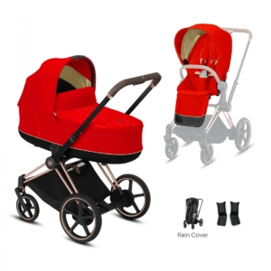 Cybex e-Priam Rose Gold Pushchair with Lux Carry Cot-Autumn Gold