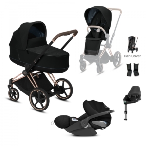 Cybex e-Priam Rose Gold Pushchair with Lux Carry Cot & Cloud Z C