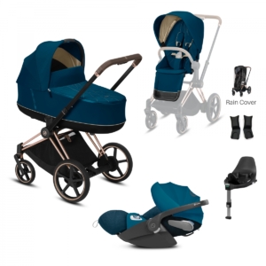Cybex e-Priam Rose Gold Pushchair with Lux Carry Cot & Cloud Z C