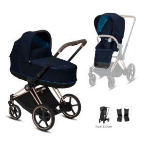Cybex e-Priam Rose Gold Pushchair with Lux Carry Cot-Nautical Bl