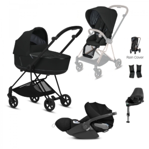 Cybex Mios Black Pushchair with Lux Carry Cot & Cloud Z Car Seat