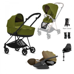 Cybex Mios Black Pushchair with Lux Carry Cot & Cloud Z Car Seat