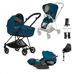 Cybex Mios Black Pushchair with Lux Carry Cot & Cloud Z Car Seat