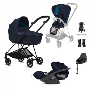 Cybex Mios Black Pushchair with Lux Carry Cot & Cloud Z Car Seat