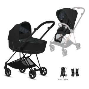 Cybex Mios Black Pushchair with Lux Carry Cot-Deep Black/Black