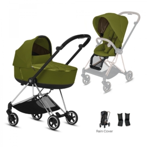 Cybex Mios Chrome Pushchair with Lux Carry Cot-Khaki Green/Black