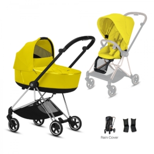 Cybex Mios Chrome Pushchair with Lux Carry Cot-Mustard Yellow/Bl