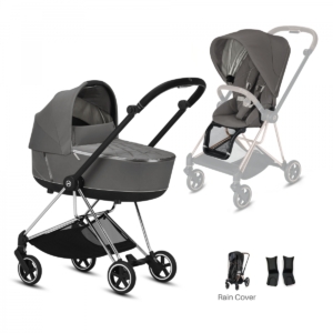 Cybex Mios Chrome Pushchair with Lux Carry Cot-Soho Grey/Black