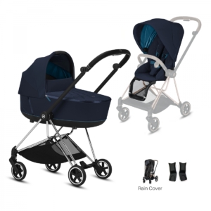 Cybex Mios Chrome Pushchair with Lux Carry Cot-Nautical Blue/Bla