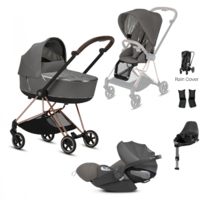 Cybex Mios Rose Gold Pushchair with Lux Carry Cot & Cloud Z Car