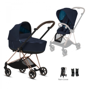 Cybex Mios Rose Gold Pushchair with Lux Carry Cot-Nautical Blue/