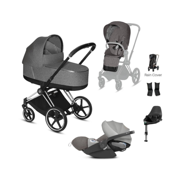 Cybex Priam Chrome Pushchair with Lux Carry Cot & Cloud Z Car Se