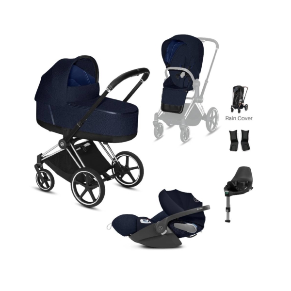 Cybex Priam Chrome Pushchair with Lux Carry Cot & Cloud Z Car Se