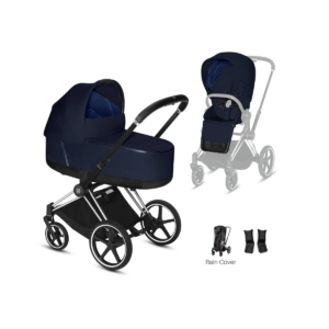 Cybex Priam Chrome Pushchair with Lux Carry Cot-Midnight Blue/Bl