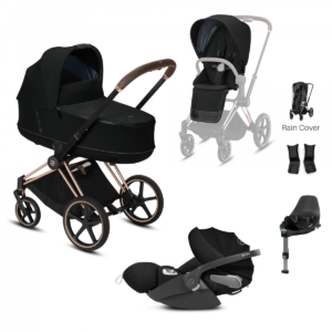 Cybex Priam Rose Gold Pushchair with Lux Carry Cot & Cloud Z Car