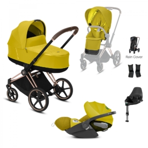 Cybex Priam Rose Gold Pushchair with Lux Carry Cot & Cloud Z Car