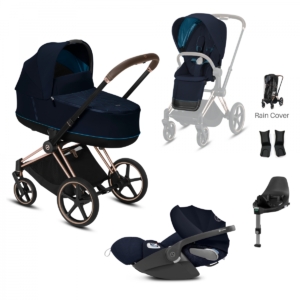 Cybex Priam Rose Gold Pushchair with Lux Carry Cot & Cloud Z Car
