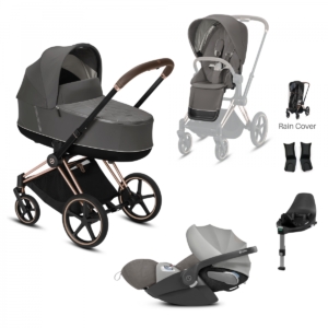 Cybex Priam Rose Gold Pushchair with Lux Carry Cot & Cloud Z Car