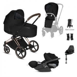 Cybex Priam Rose Gold Pushchair with Lux Carry Cot & Cloud Z Car