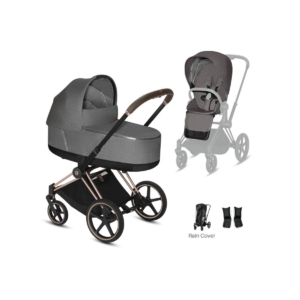 Cybex Priam Rose Gold Pushchair with Lux Carry Cot-Manhattan Gre