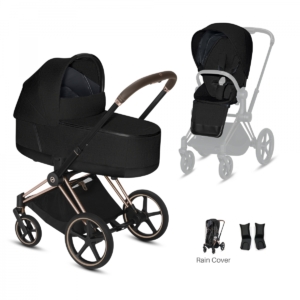 Cybex Priam Rose Gold Pushchair with Lux Carry Cot-Stardust Blac