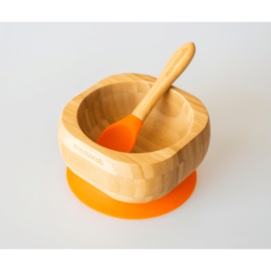 eco rascals Bamboo Suction Bowl & Spoon Set-Orange (NEW)