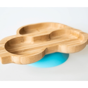 eco rascals Car Shaped Bamboo Suction Plate-Blue (NEW)