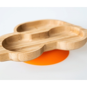 eco rascals Car Shaped Bamboo Suction Plate-Orange (NEW)