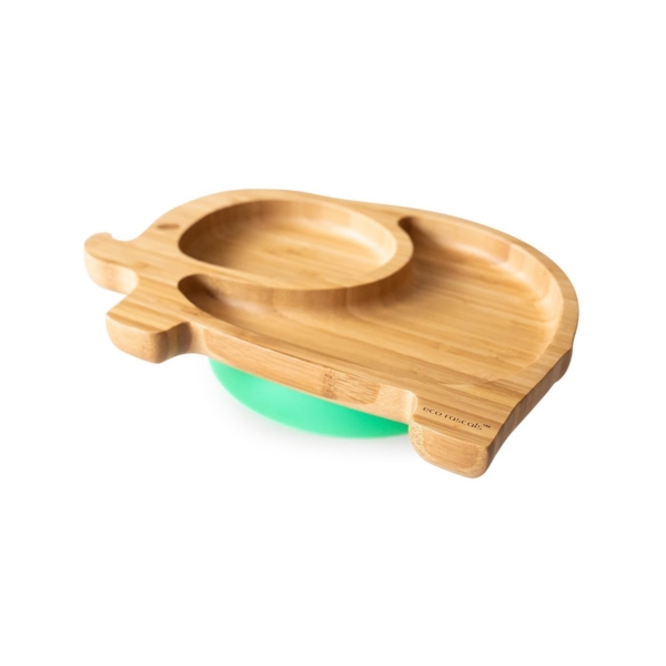 eco rascals Elephant Shaped Bamboo Suction Plate-Green (NEW)