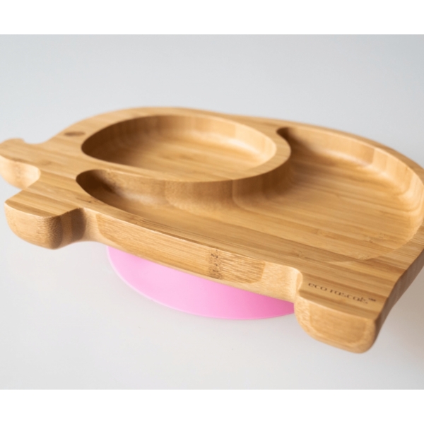 eco rascals Elephant Shaped Bamboo Suction Plate-Pink (NEW)